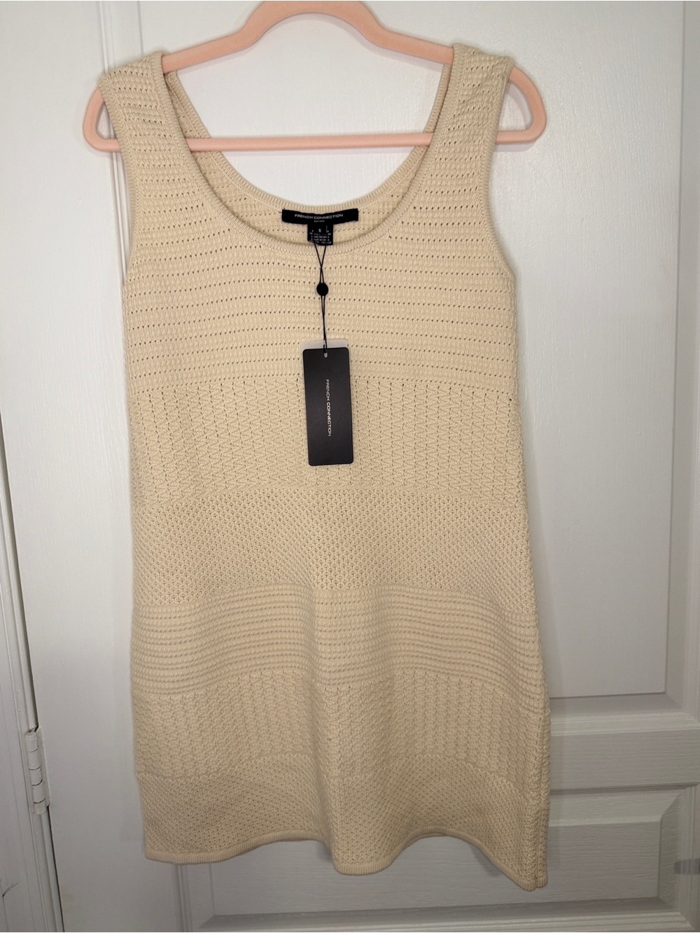 NWT French Connection Cream Textured Knit Tank Mini Dress - S- MSRP $128